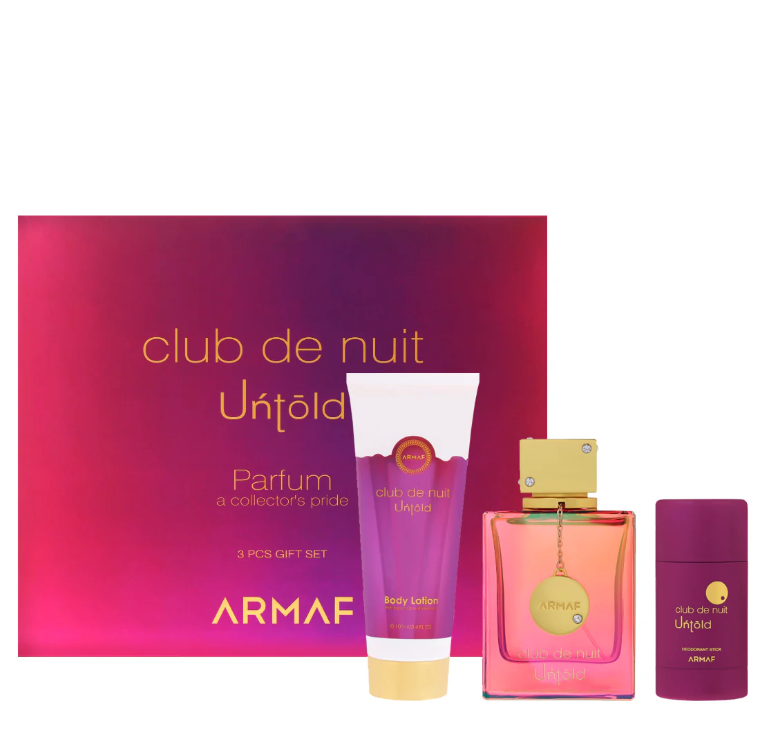 Club De Nuit Untold 105 ML +B/Lotion 100 ML + DEO 75 ML Unisex - Armaf - (Inspirado en Baccarat Rouge 540 Maison Francis Kurkdjian)